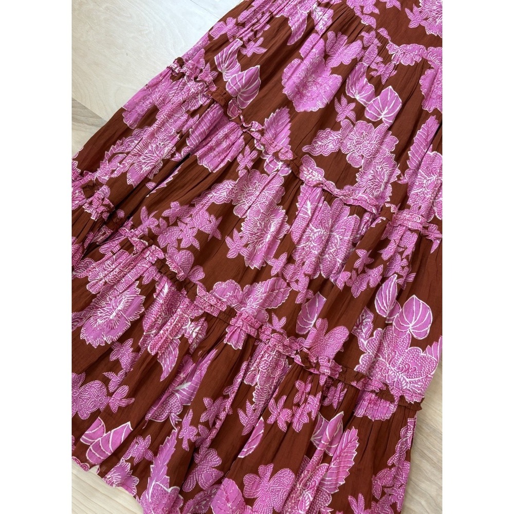 Love The Label Dress Tiered Ruffled Cotton Maxi Floral Print Size S Boho Flowy - Picture 9 of 13